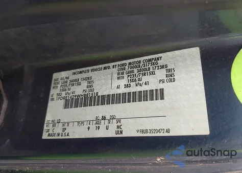 1998 Ford E-150 Recreational from USA, damaged, VIN 1FDRE1429WHB81518